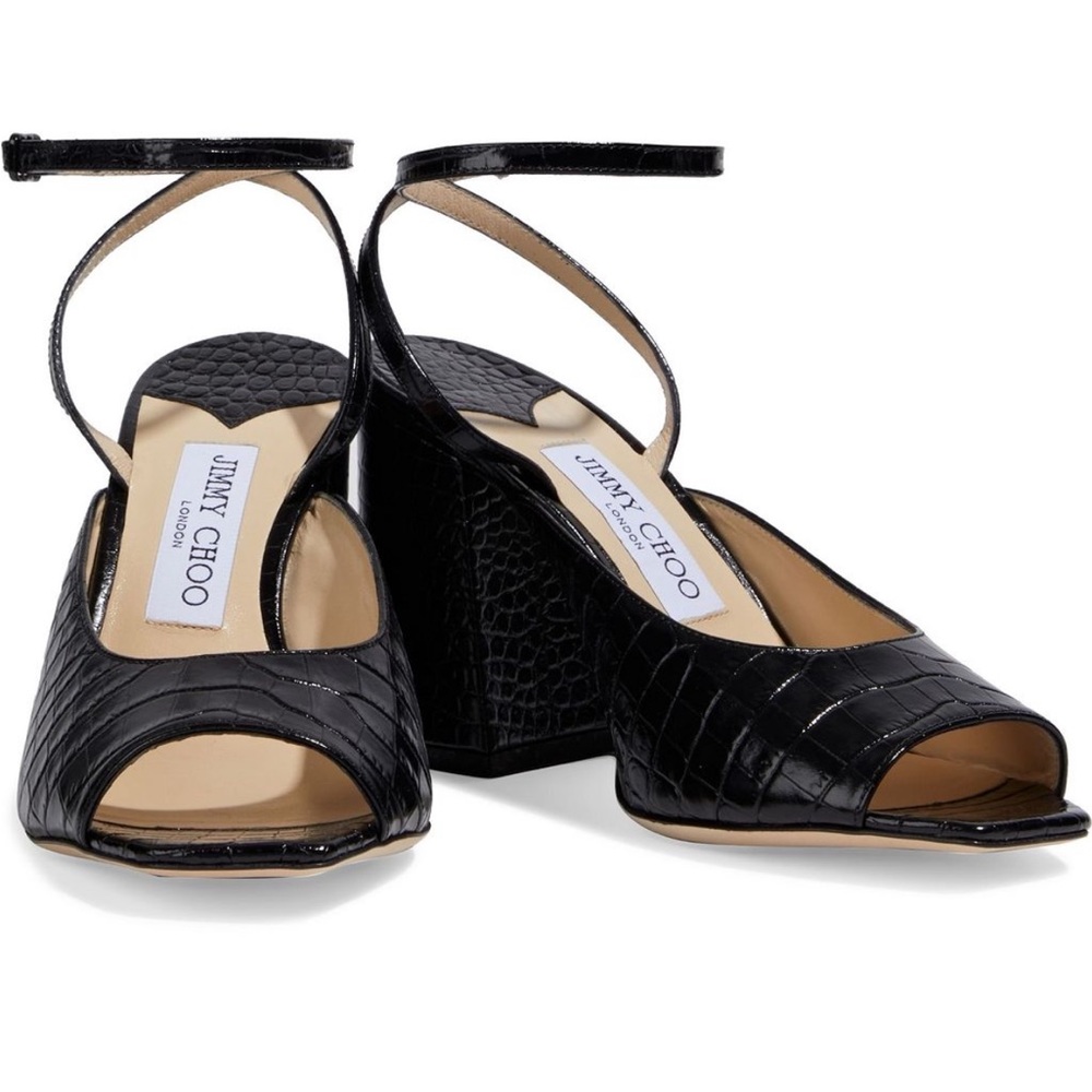 JIMMY CHOO Jassidy 85 croc-effect leather sandals
